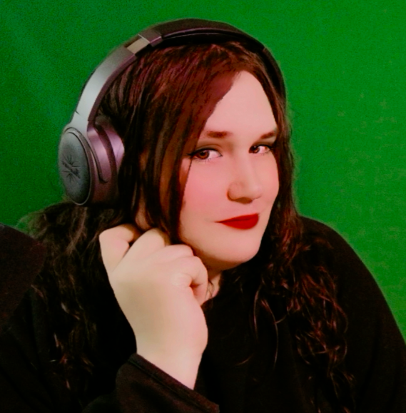Azakaela Erin Redfire wearing headphones