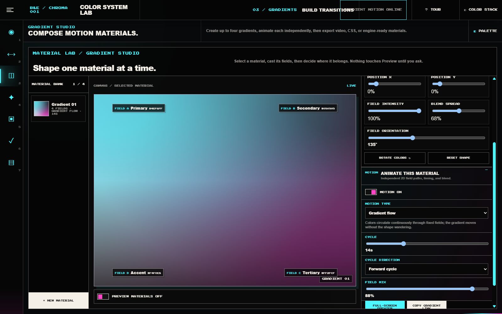 The Gradient Studio building a multi-field animated gradient